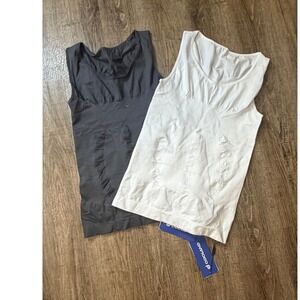 Odoland Mens Body Shaper Vest 2 Pack Compression Tank Top White Black NWT